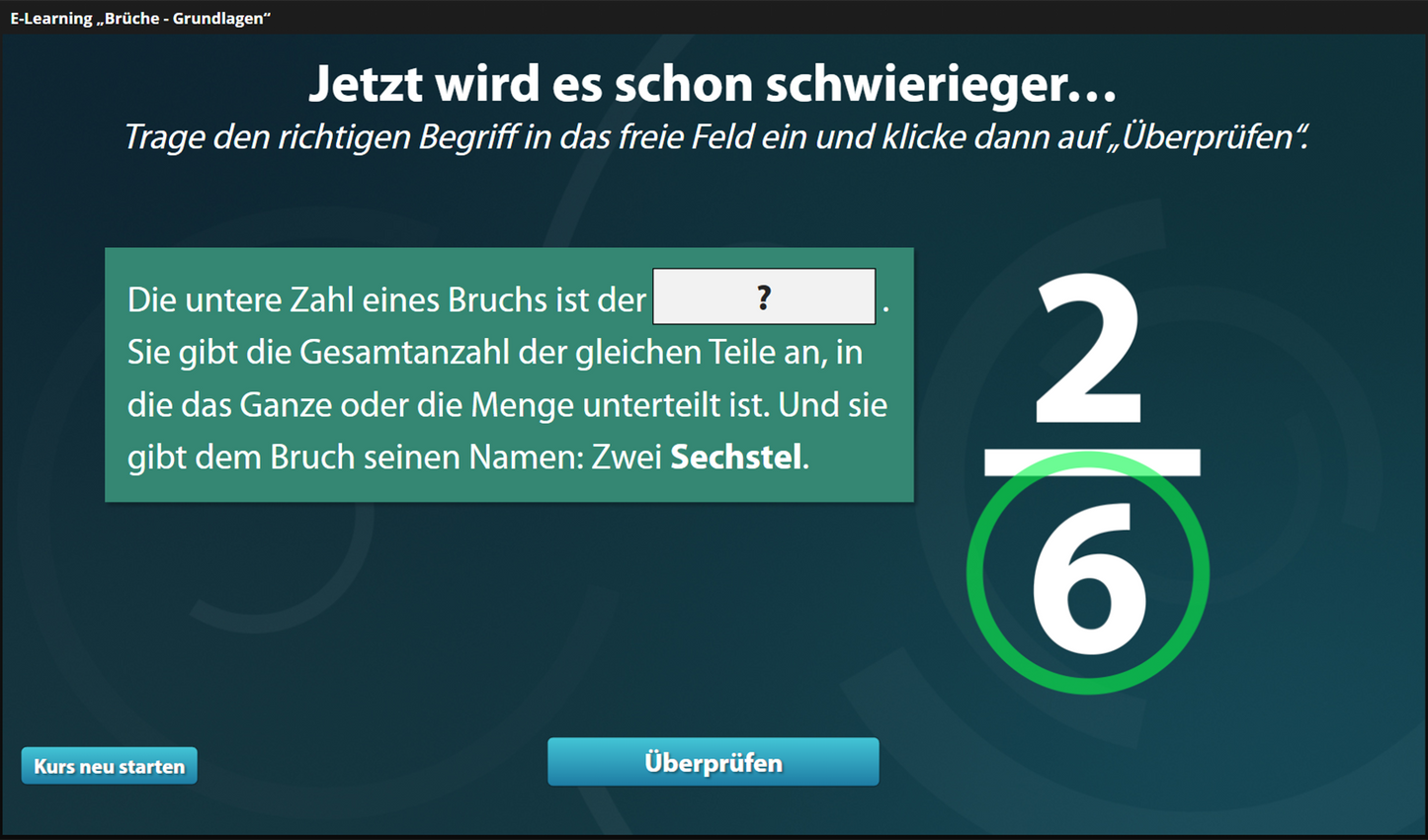 Brüche - Grundlagen mit E-Learning