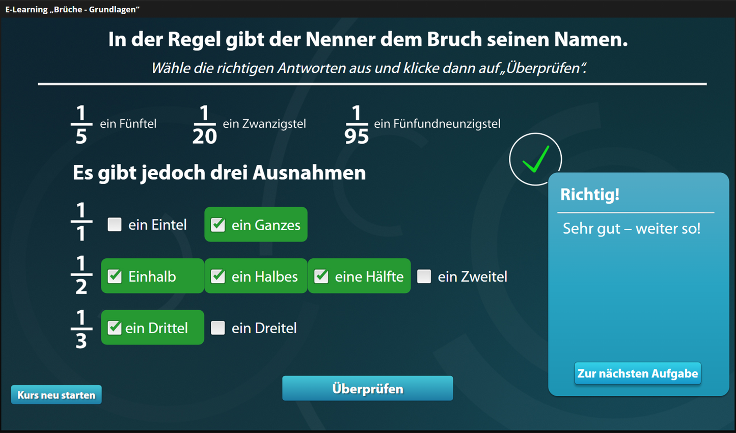 Brüche - Grundlagen mit E-Learning