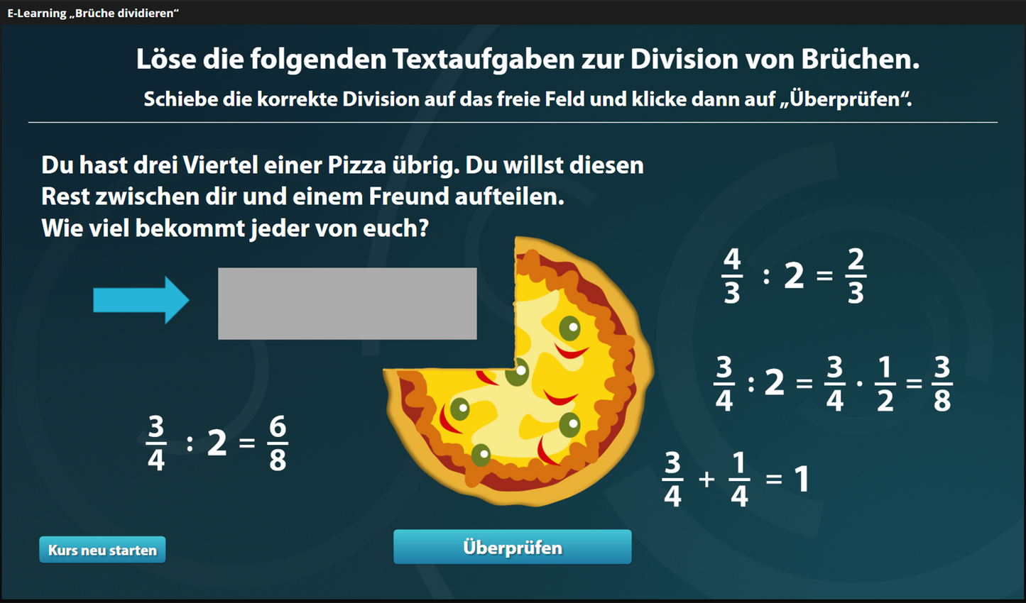 Brüche dividieren mit E-Learning