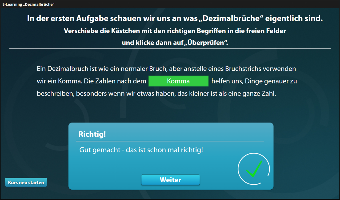 Dezimalbrüche mit E-Learning