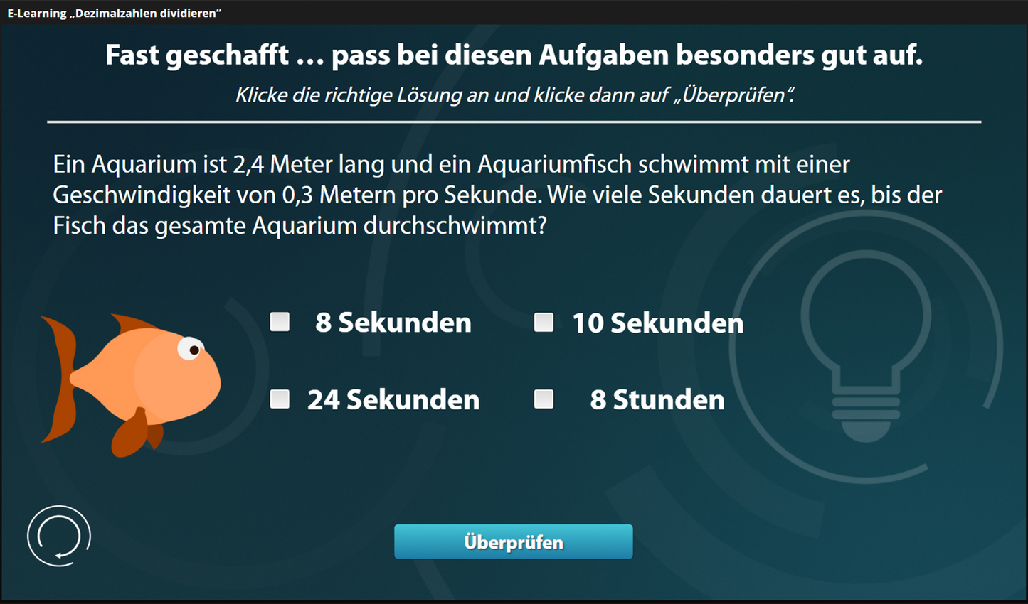 Dezimalzahlen dividieren mit E-Learning