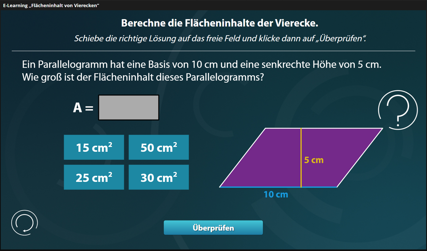Flächeninhalt von Vierecken mit E-Learning