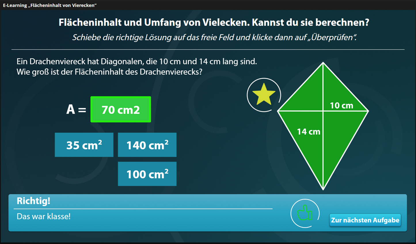 Flächeninhalt von Vierecken mit E-Learning