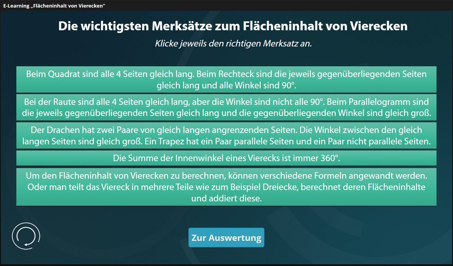 Flächeninhalt von Vierecken mit E-Learning