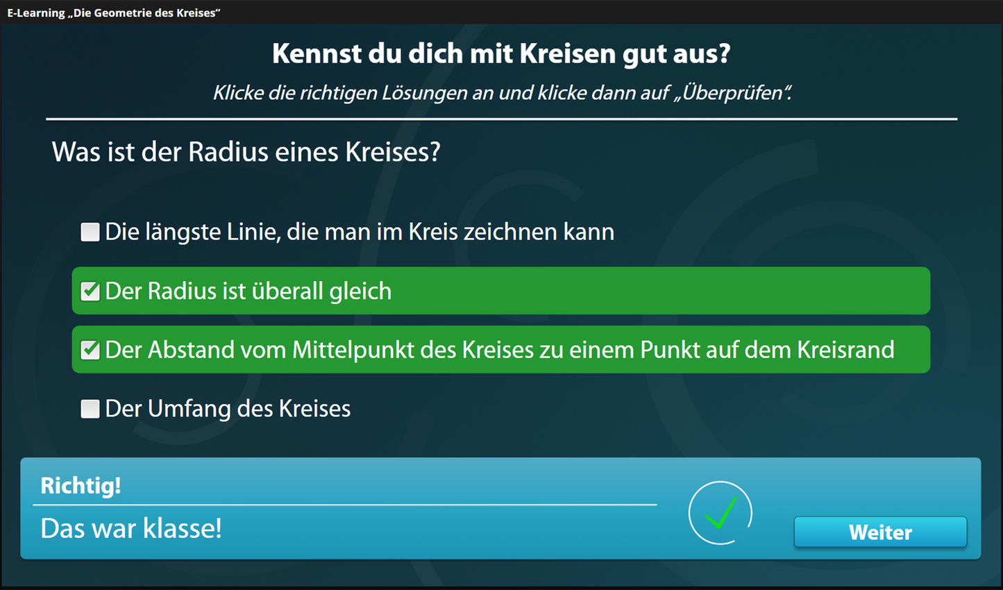 Geometrie des Kreises mit E-Learning