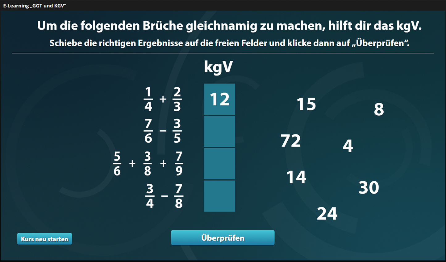 GGT und KGV mit E-Learning