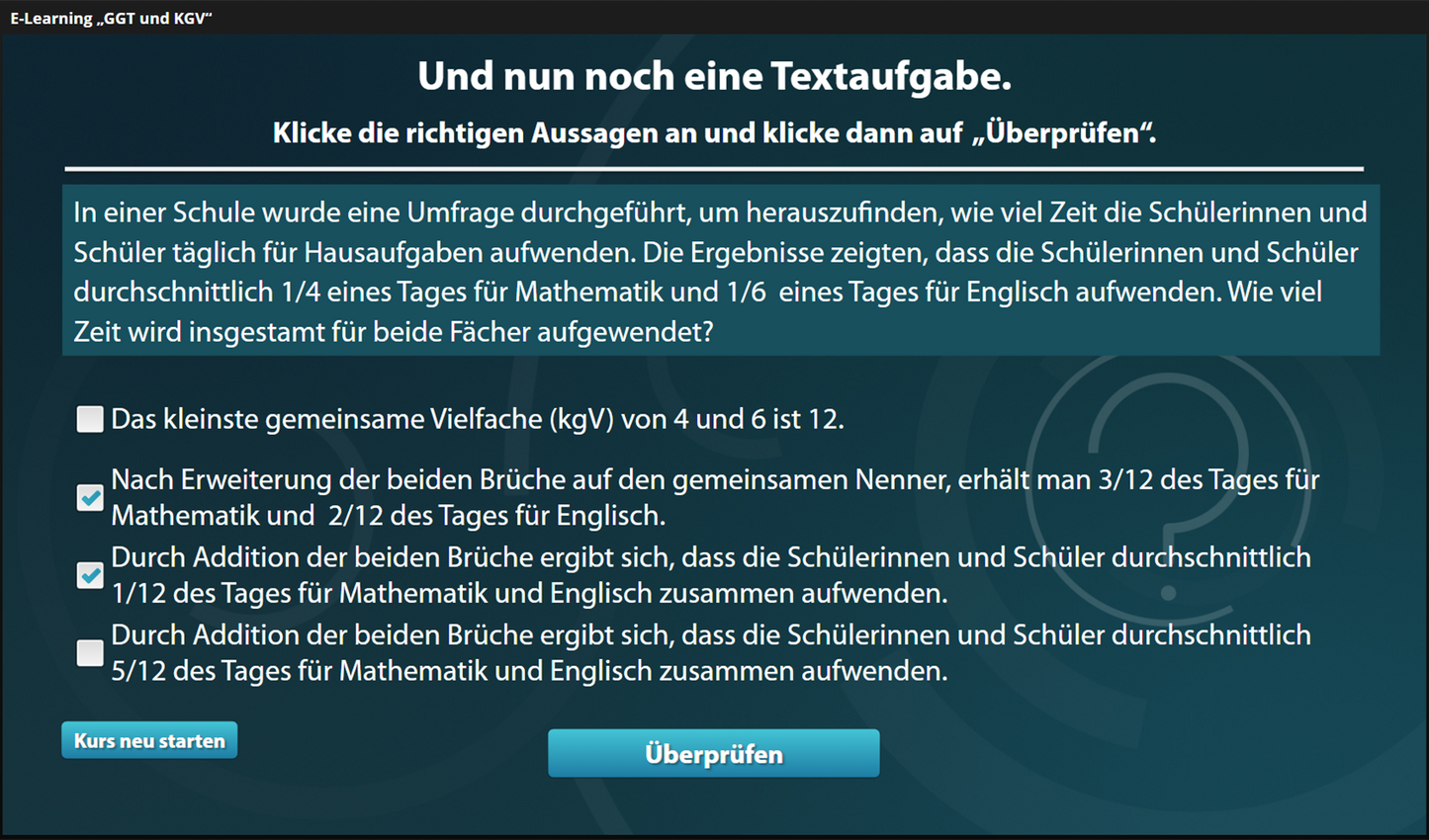 GGT und KGV mit E-Learning