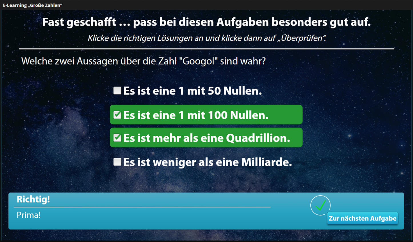 Große Zahlen mit E-Learning