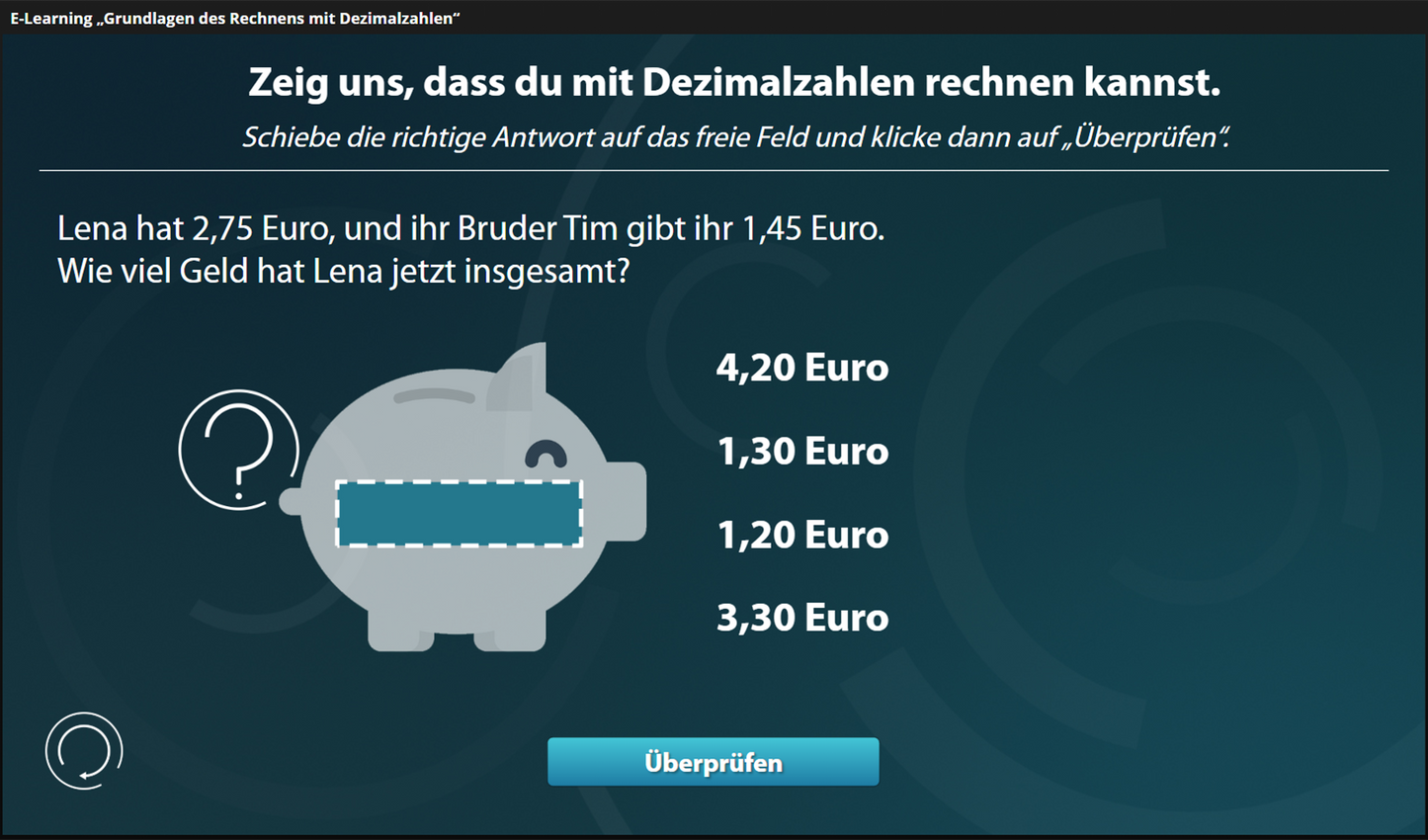 Grundlagen des Rechnens mit Dezimalzahlen mit E-Learning