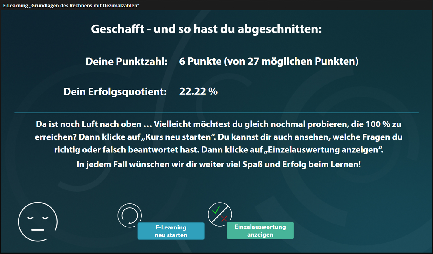 Grundlagen des Rechnens mit Dezimalzahlen mit E-Learning