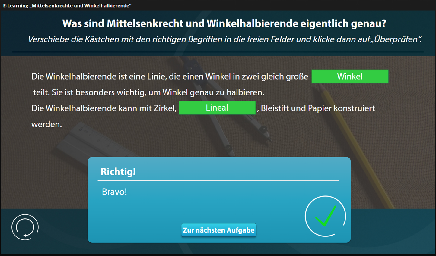 Mittelsenkrechte und Winkelhalbierende mit E-Learning