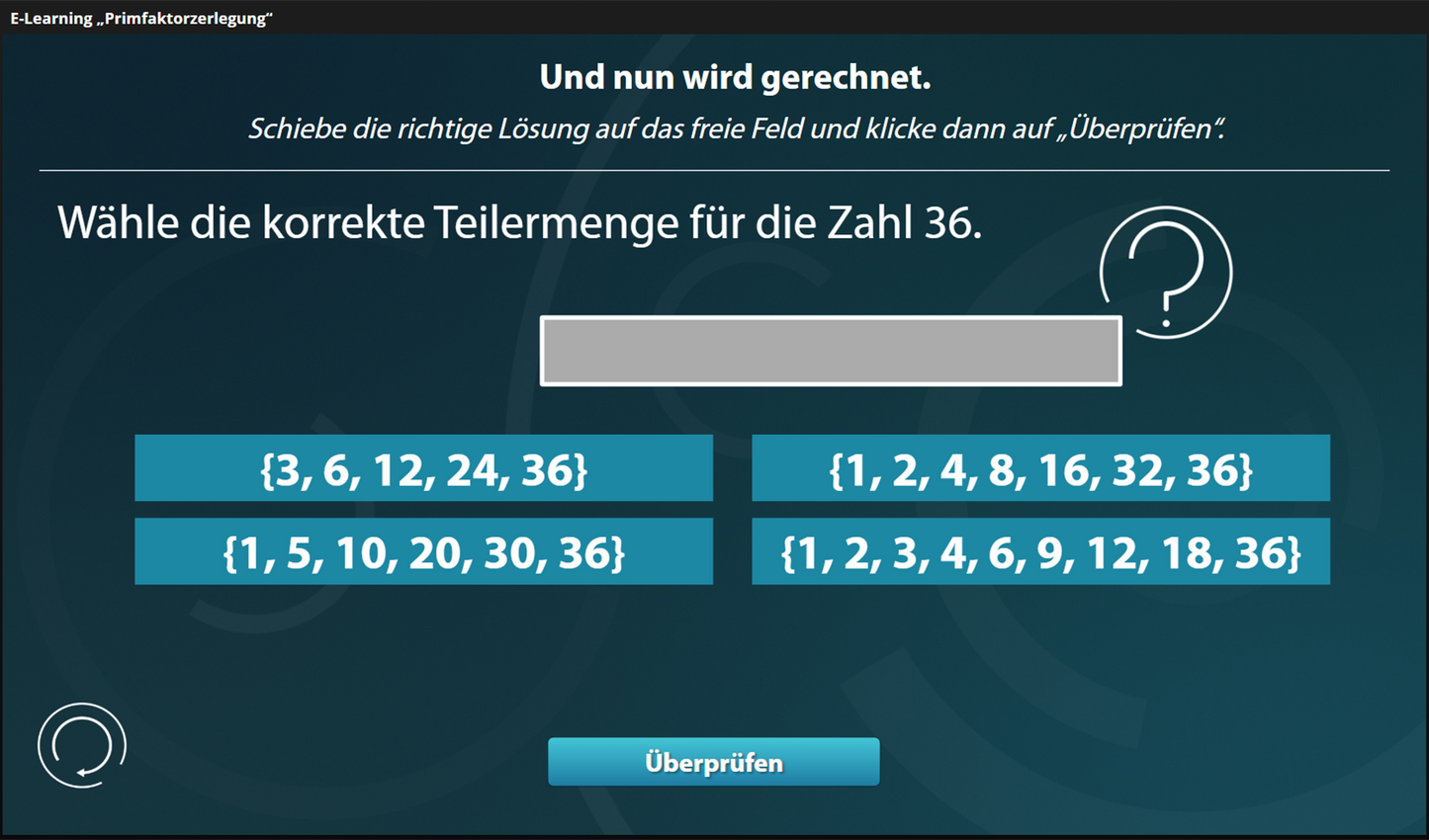Primfaktorzerlegung mit E-Learning