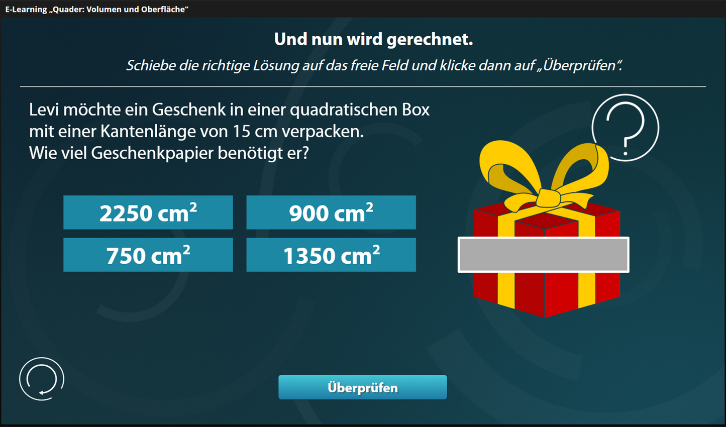 Quader - Volumen und Oberfläche mit E-Learning