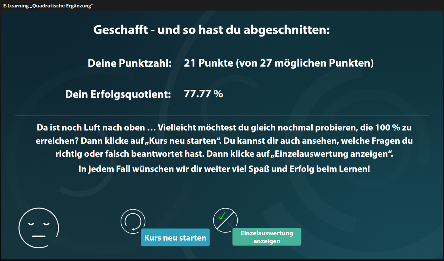 Quadratische Ergänzung mit E-Learning