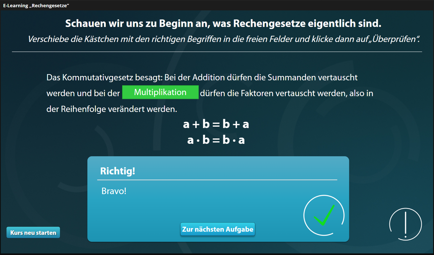 Rechengesetzte mit E-Learning