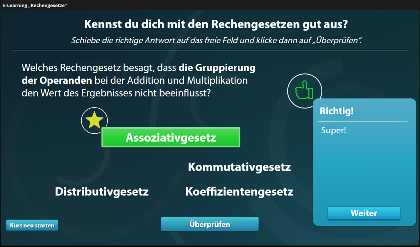 Rechengesetzte mit E-Learning