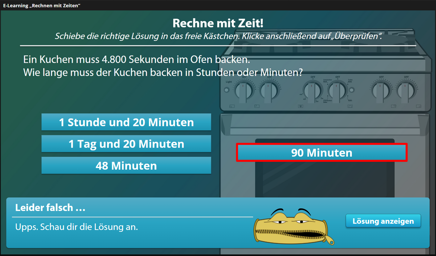 Rechnen mit Zeiten mit E-Learning
