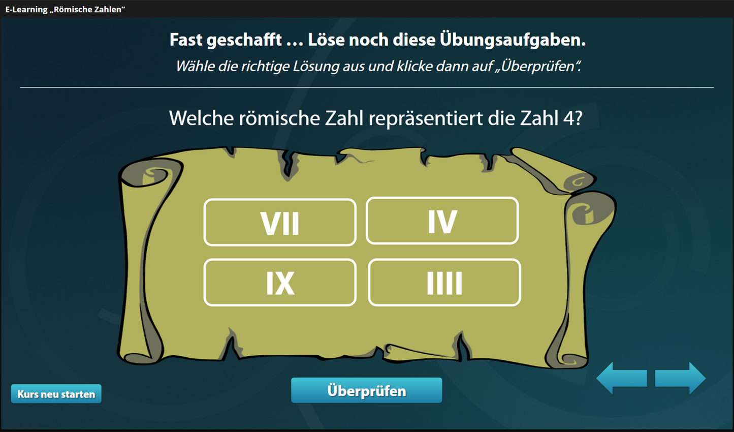 Römische Zahlen mit E-Learning