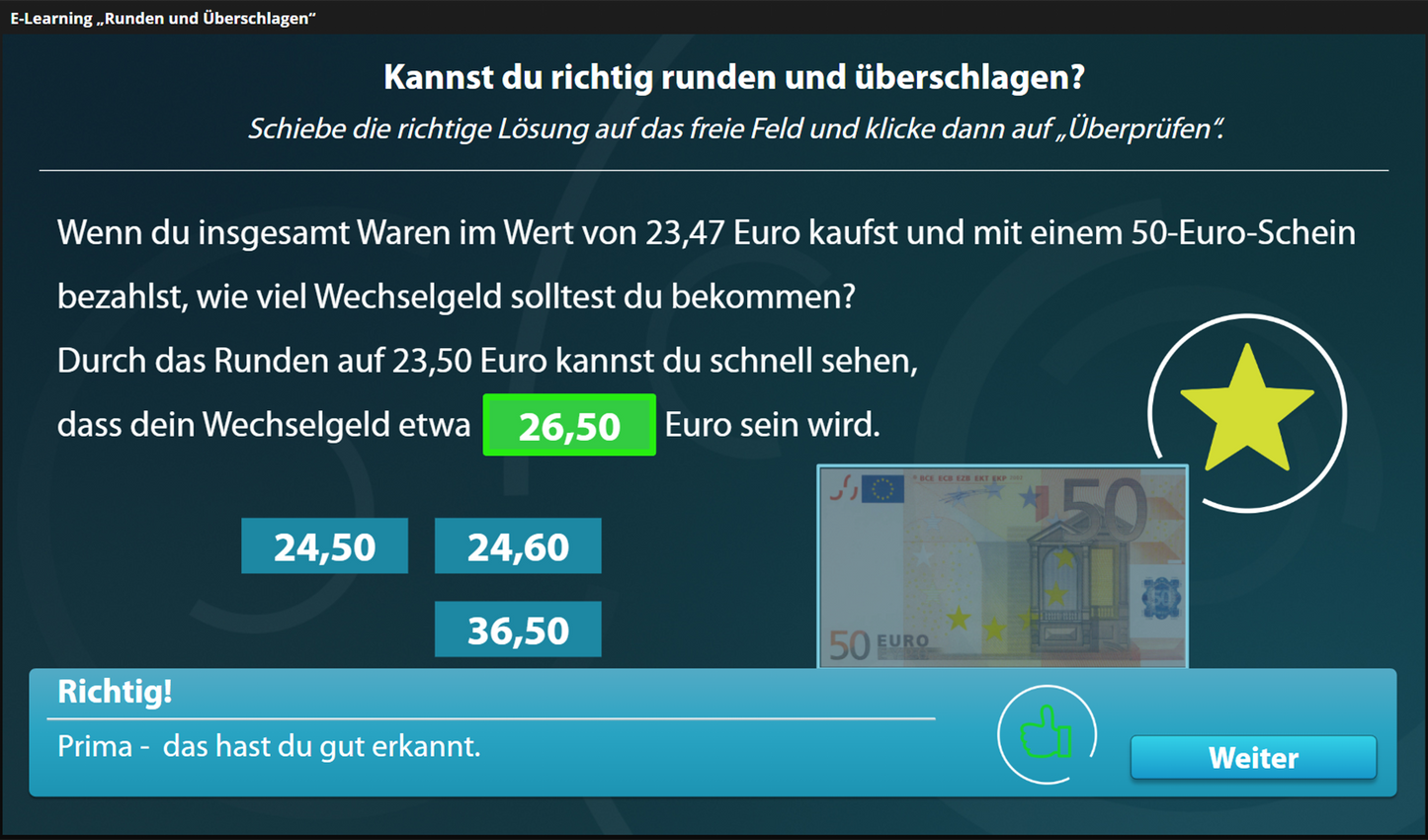 Runden und Überschlagen mit E-Learning