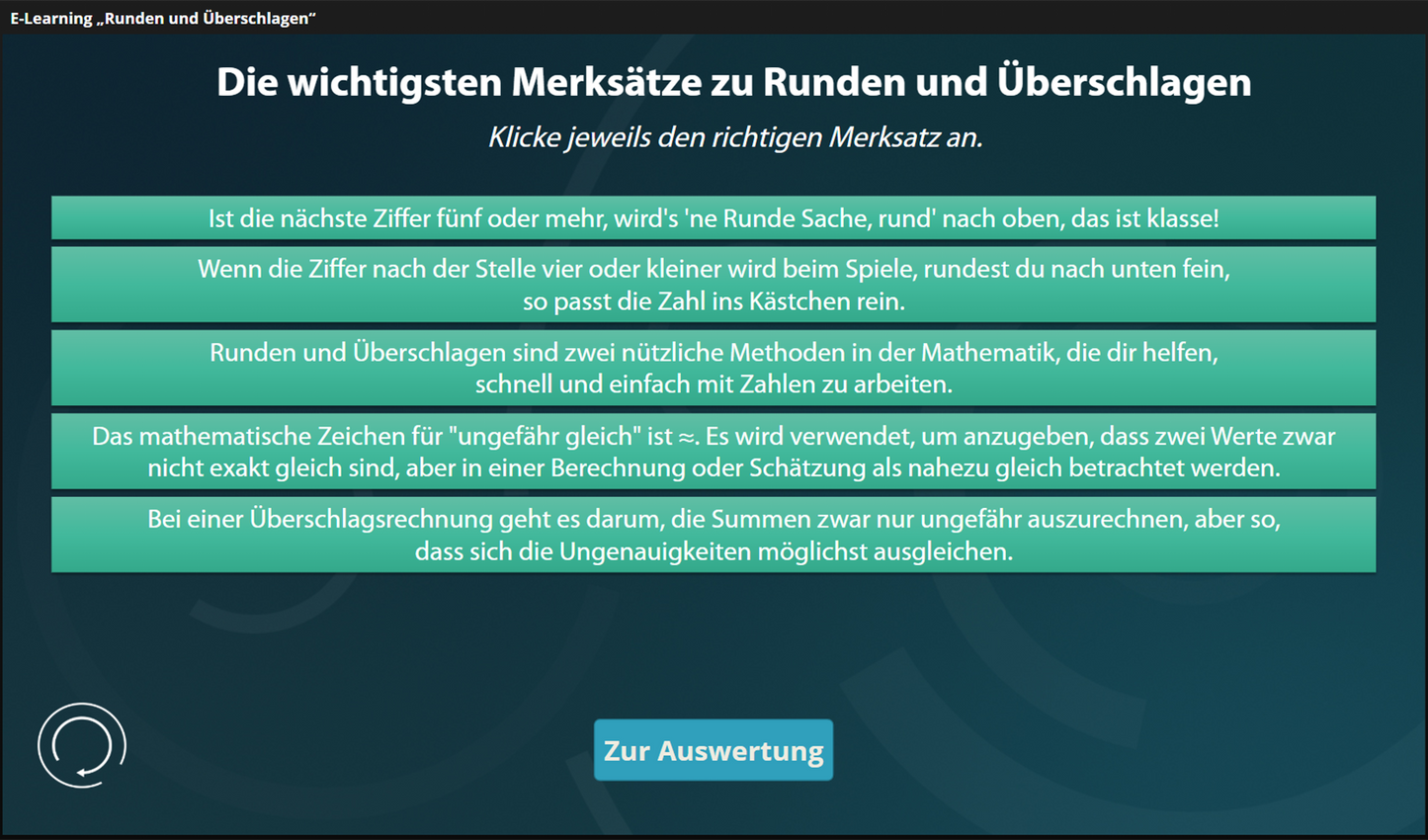 Runden und Überschlagen mit E-Learning