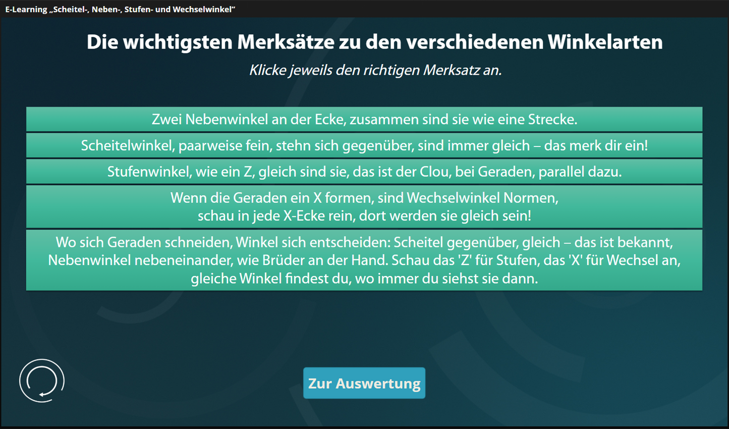 Scheitel-, Neben-, Stufen- und Wechselwinkel mit E-Learning