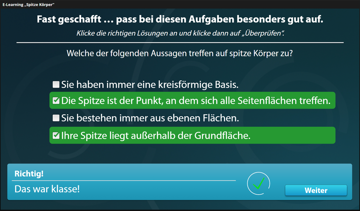 Spitze Körper mit E-Learning