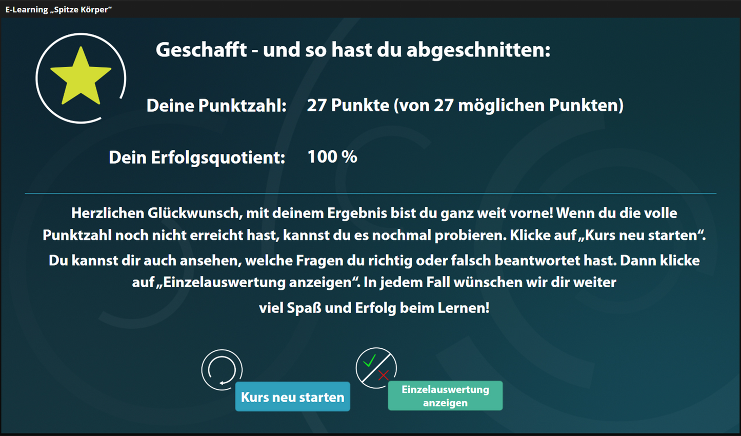 Spitze Körper mit E-Learning