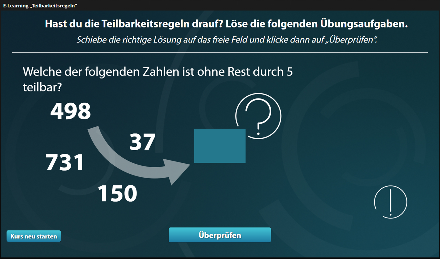 Teilbarkeitsregeln mit E-Learning