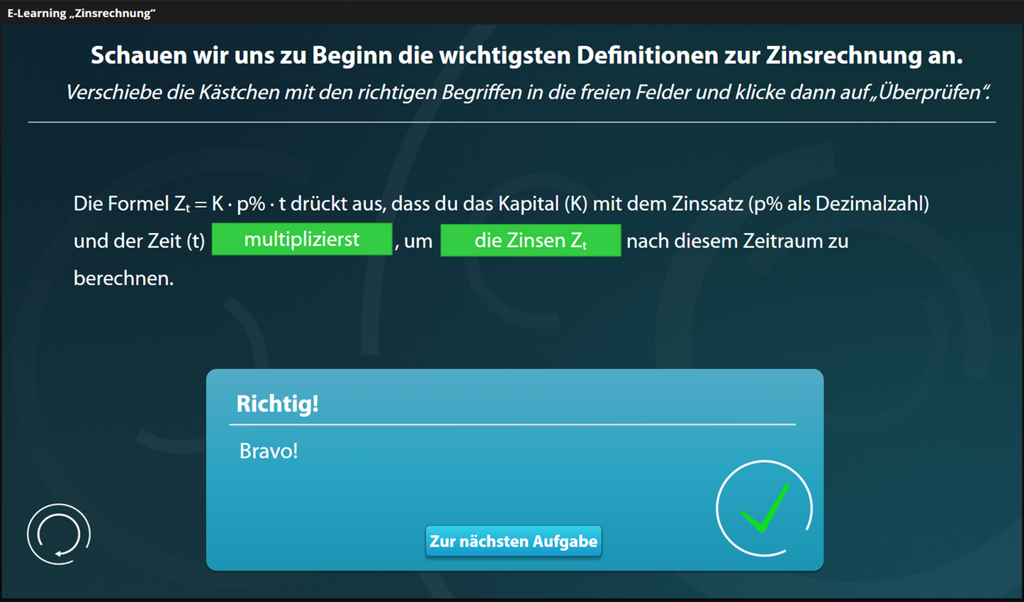 Zinsrechnung mit E-Learning