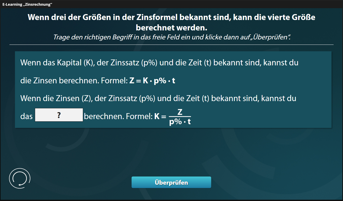 Zinsrechnung mit E-Learning