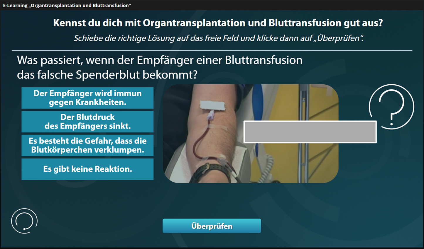 Organtransplantation und Bluttransfusion mit E-Learning