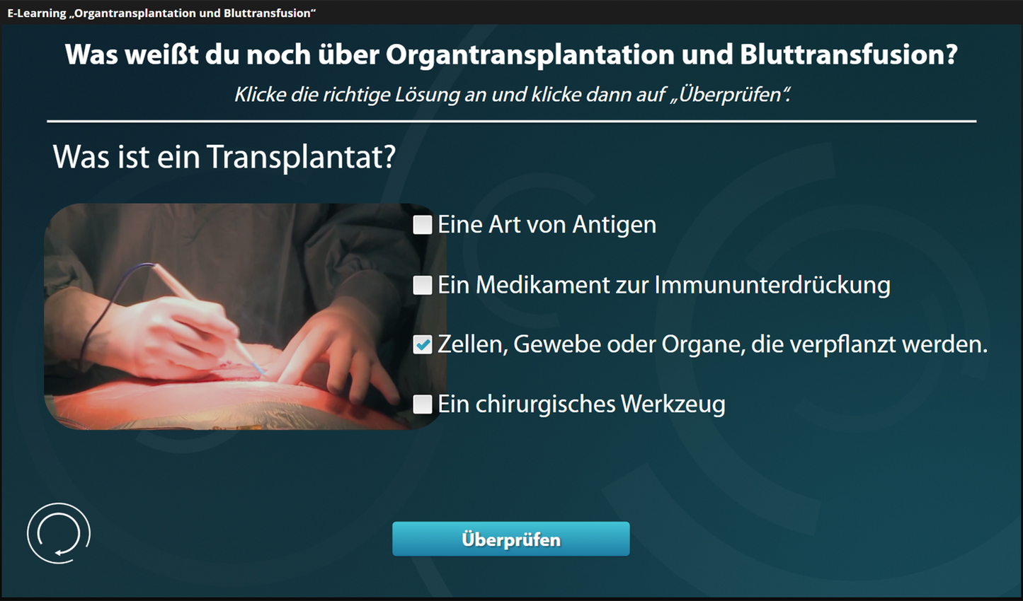 Organtransplantation und Bluttransfusion mit E-Learning