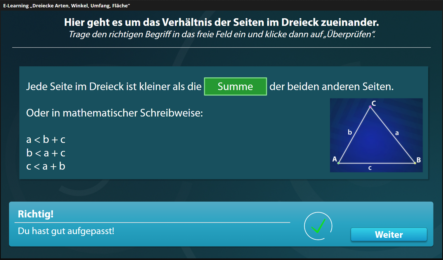 Dreiecke - Arten, Winkel, Umfang, Fläche mit E-Learning