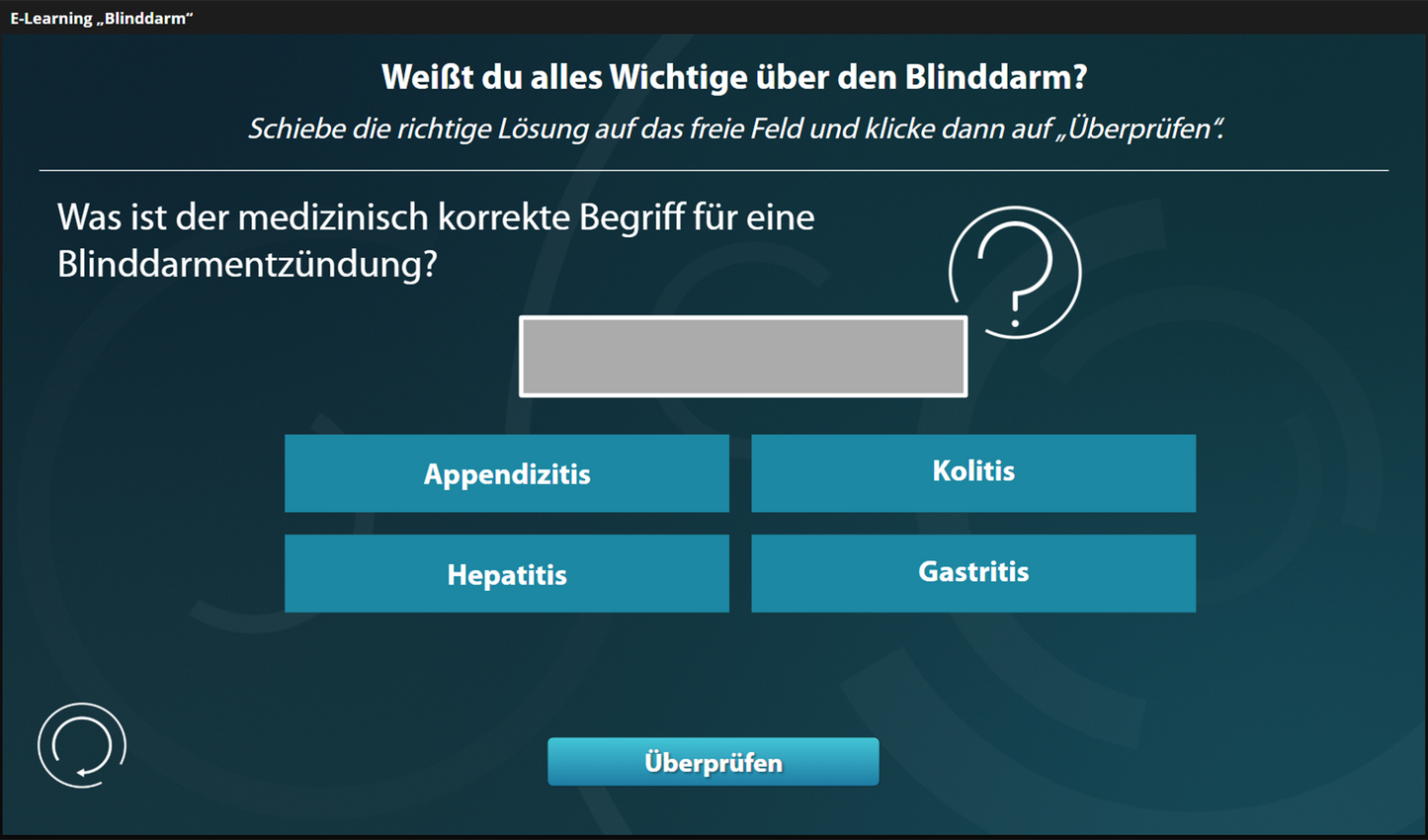 Blinddarm mit E-Learning
