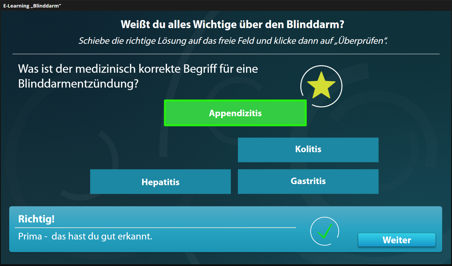 Blinddarm mit E-Learning