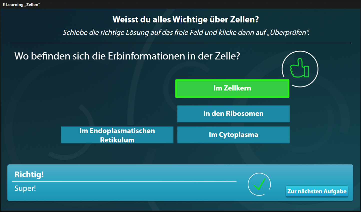 Zellen mit E-Learning