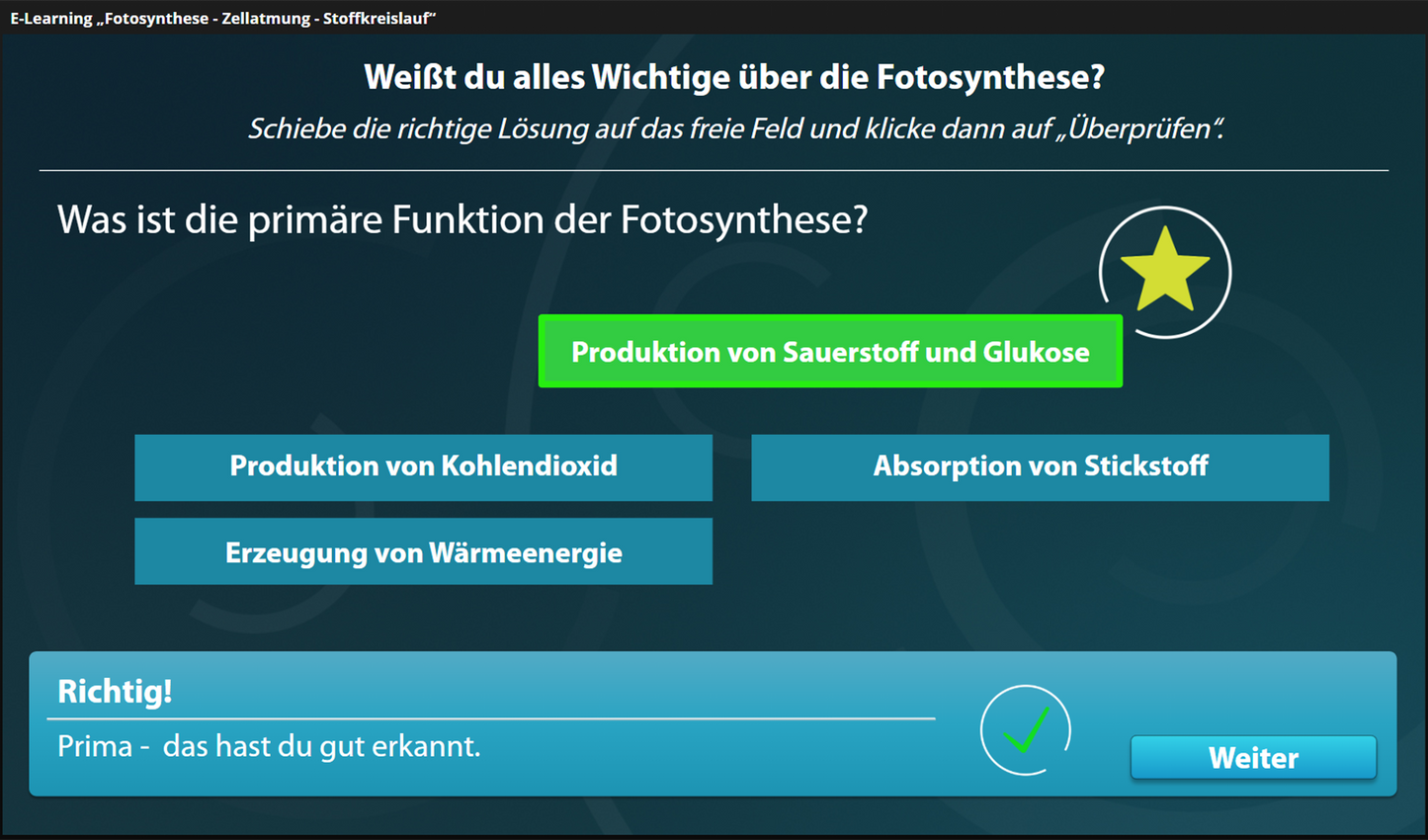 Fotosynthese - Zellatmung - Stoffkreislauf mit E-Learning