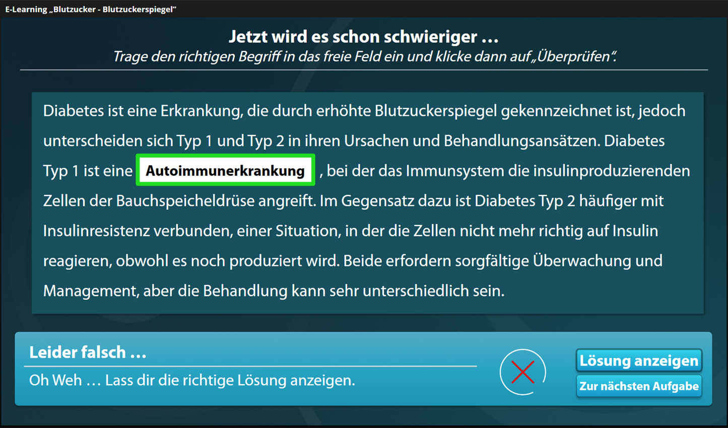 Blutzucker - Blutzuckerspiegel mit E-Learning