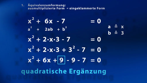 Quadratische Ergänzung mit E-Learning